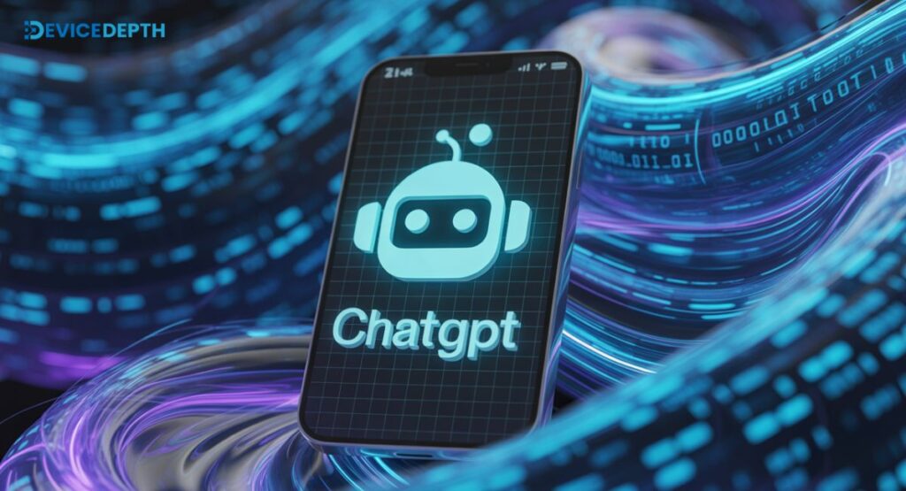 a picture of mobile showing cha tgpt on that